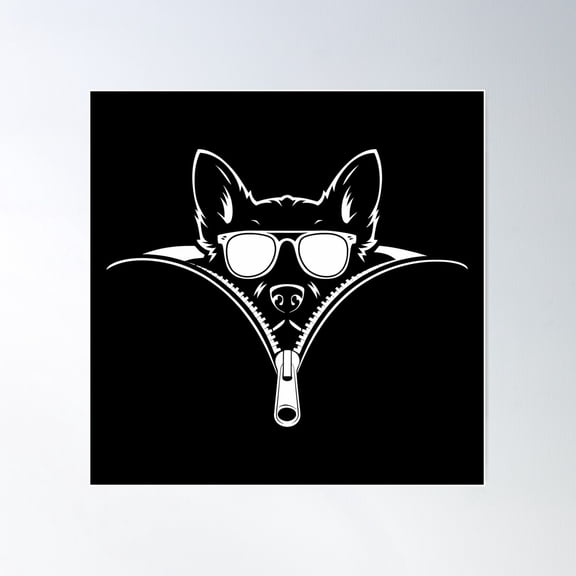 Stylish Dog Zip Reveal Poster Wall Art, Modern Wall Decor For Living Room Bedroom, 30x30 UNFRAMED
