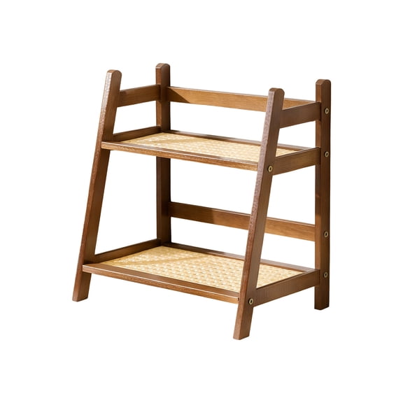 Stylish Double Layer Wood Storage Rack for Kitchen & Office Organization, Space-Saving Countertop Mug and Condiment Organizer, Elegant and Durable Design