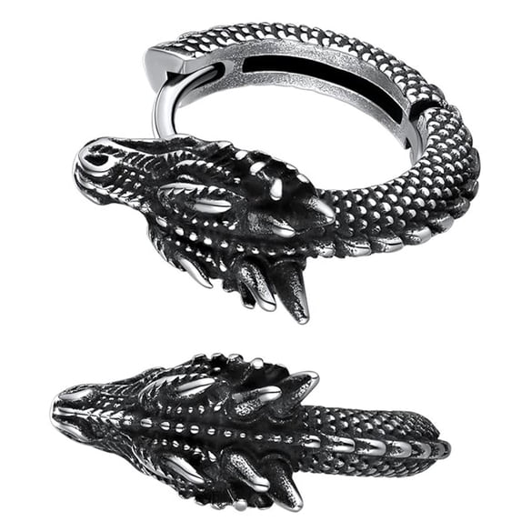 Stylish Dragon Hoop Earrings Stainless Steel Ear Studs for Men Women Hip Hop Punk Party Accessory Unisex Jewelry