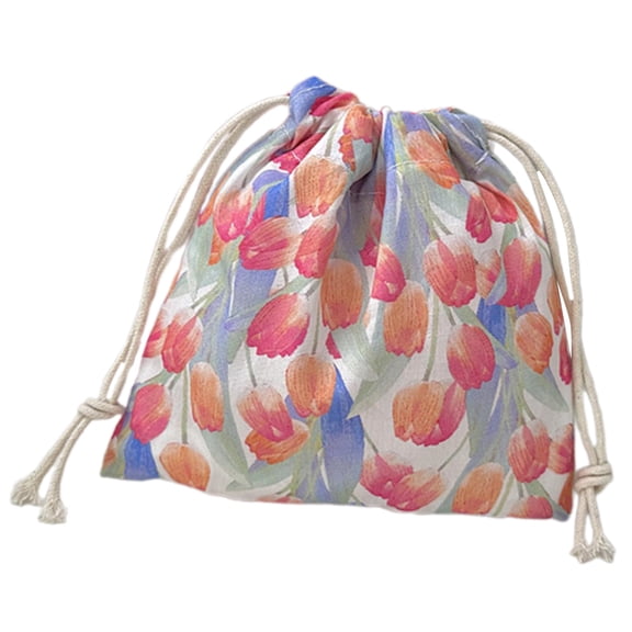 Stylish Drawstring Toiletry Organized Bag With Japanese Flower Print Cosmetic Bag Storage Pouches For Men And Women