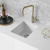 Stylish Dual Mount 16" White Composite Granite Single Bowl Kitchen Sink with Strainer S-816H