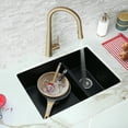 thumbnail image 1 of Stylish Dual Mount 27" Black Composite Granite 60/40 Double-Bowl Kitchen Sink with Strainer S-827N, 1 of 15