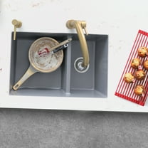 Stylish Dual Mount 27" Gray Composite Granite 60/40 Double-Bowl Kitchen Sink with 2 Accessories S-827L