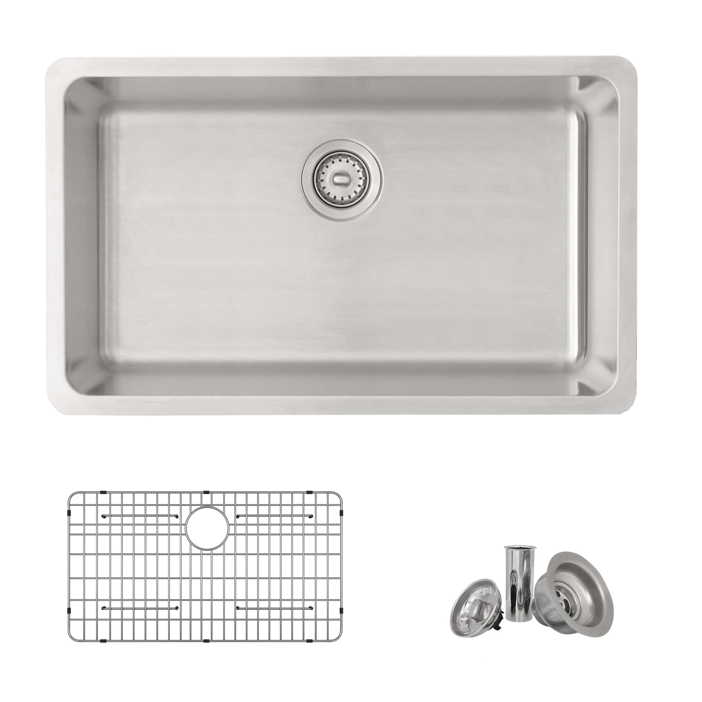 Stylish 30" Stainless Steel Single Bowl Drop-In Kitchen Sink with Grid