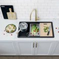 thumbnail image 1 of Stylish Dual Mount 32" Black Composite Granite Single Bowl Kitchen Sink with 4 accs S-832WN, 1 of 15