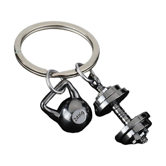 Stylish Dumbbell Shape Keyring For Gym Bags Car Decors Kirsite Keychain Trendy Fitness Accessory