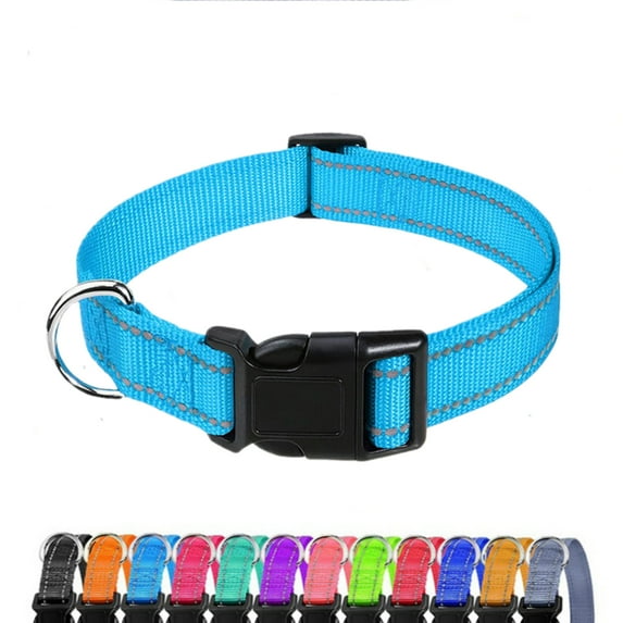 Stylish & Durable Adjustable, Reflective Dog Collars - Multiple Colors & Sizes Available - Small/Bright Blue