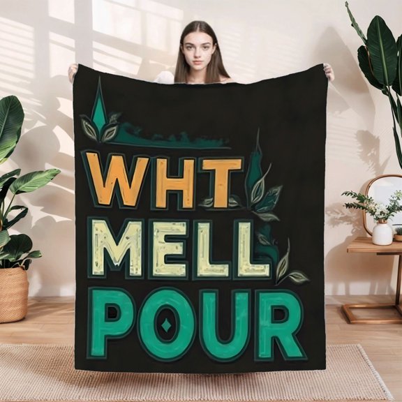 Stylish Durable Flannel Blanket - Soft Cozy Design with Distressed Text & Nature Elements Perfect for Sofa Travel Bed & Chair
