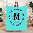 thumbnail image 1 of Stylish Durable Soft Flannel Blanket - Cozy Turquoise with Pink & Black Swirls Perfect for Sofa Travel Bed & Chair, 1 of 7