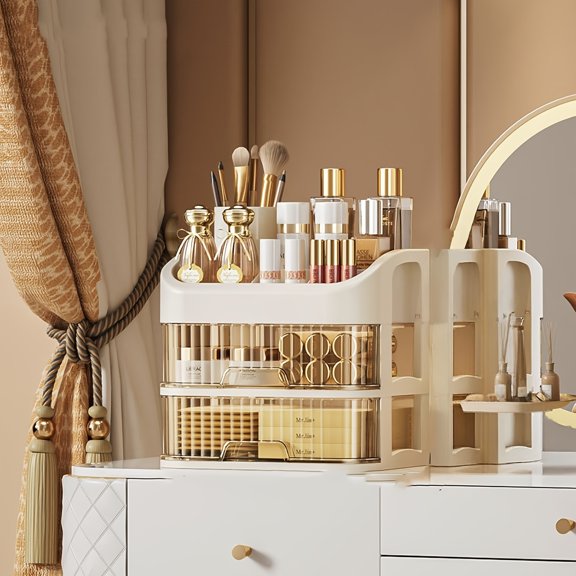 Stylish Dust-Proof Cosmetic Storage Box with 3 Or 5 Layers - a Lightweight Plastic Organizer Perfect for Skincare Items, Masks, And Lipsticks. an Excellent Option for Bathroom Countertops