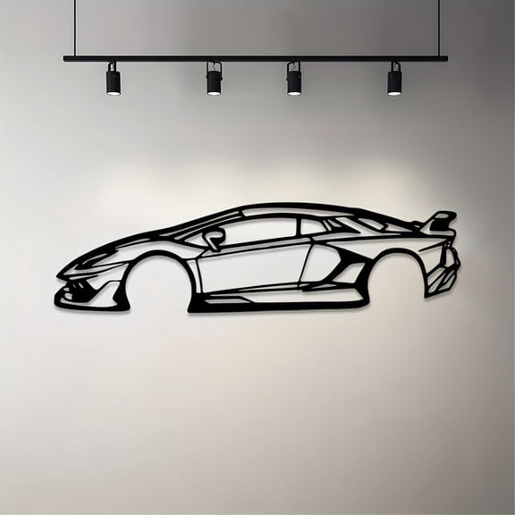 Stylish Edge Metal Line Car Wall Adornment - Suspended Iron Wall Sculptures, High-Quality Metal Artifacts for Home Decor, Sleek Theme Decorative Art