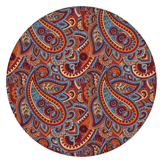 Stylish Elastic Edge Table Cover, Bohemian Floral Pattern for Round Tables 52-56 Inches