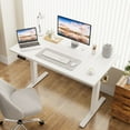 thumbnail image 1 of Stylish Electric Standing Desk with Memory Preset, Ergonomic Height Adjustable Table for Home Office, T-Shaped Metal Bracket, 63 x 24 Inch, White, 1 of 9