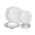 thumbnail image 1 of Stylish and Elegant 20 Pieces Porcelain Square Dinnerware Set Service for 4 People for Hosting Parties and Events - Silver and Black Confetti Theme Design, 1 of 2