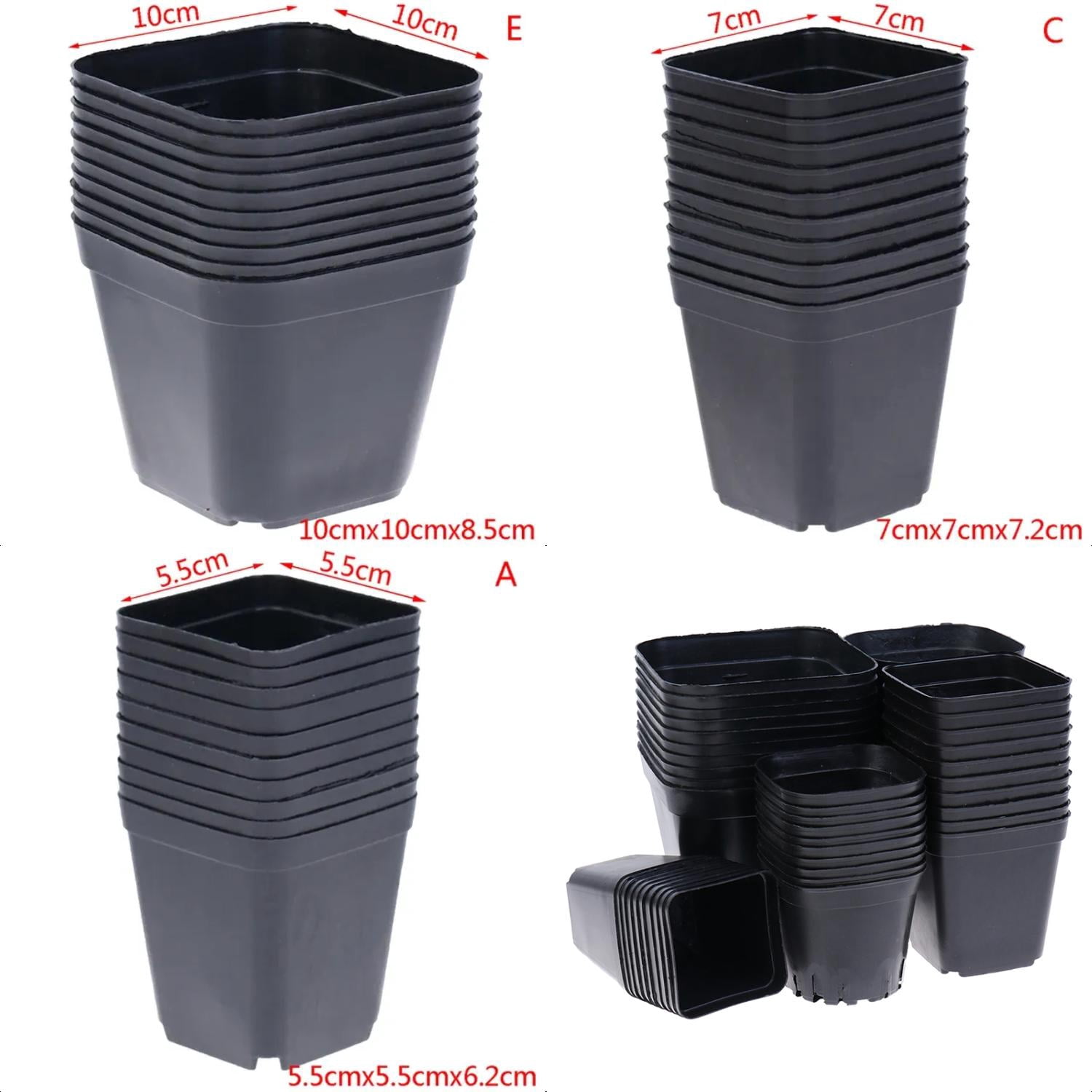 Stylish and Elegant Set of 10 Durable Small Black Plastic Square Flower ...
