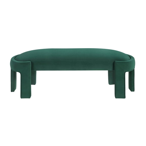 Stylish Emerald Green Velvet Upholstered Bench Durable Plywood Frame High Density Foam 300 Pound Static Weight Capacity