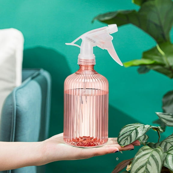 Stylish Empty Spray Bottle 500ml Transparent Body Multifunction Adjustable Nozzle Watering Can for Garden Watering Hairstyling Plants BBQ Pink