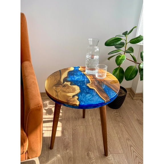 Stylish Epoxy Resin Wood Coffee Table Side End Table