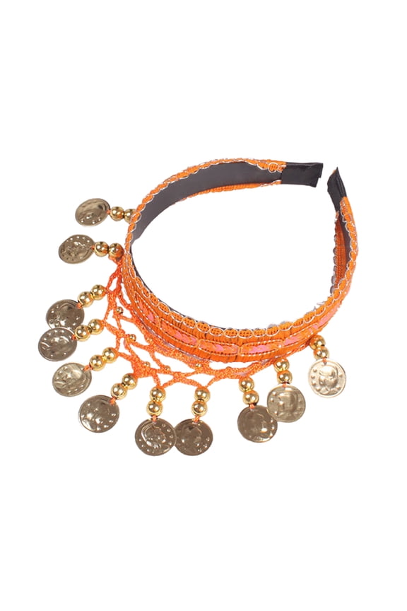 Stylish Ethnic Headband Hair Styling Hairhoop with Tassels Gold Coin for Stage Performances Dance Event Headpiece