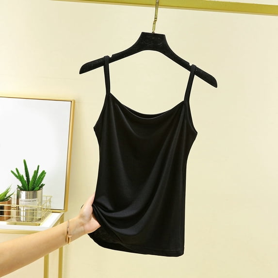 Stylish Everyday Layering Camisole Tank Top for Home and Casual Wear | Lightweight Sleeveless Top for All Seasons Underlayer and Basic Undershirt, L, Black