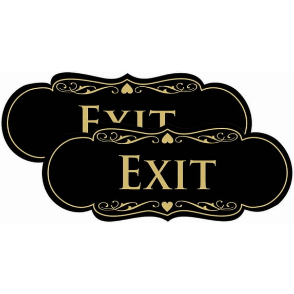 Stylish Exit Sign Set in Brushed Gold Finish Medium Size, 2-Pack