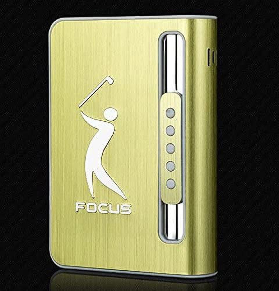 stylish cigarette case with lighter Stylish FOCUS 10 pack Automatic Loading Cigarette Case Dispenser With Built  in Torch Lighter (CHAMPAGNE COLOR)- (GD-1331, FREE CAR sticky pad for