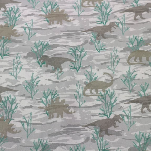 Stylish Fabric Desert Dinosaur 44 in 100% Cotton Quilting Fabric, Animal Print, 45 Yard, By the Yard, Green, Grey, Dark Grey, Toffee