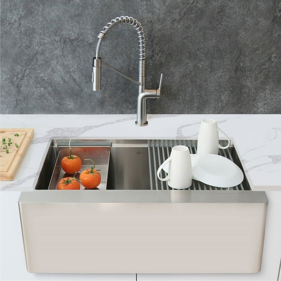 Stylish Farmhouse Apron 30" Stainless Steel Single-Bowl Kitchen Sink with 5 Accessories S-316W