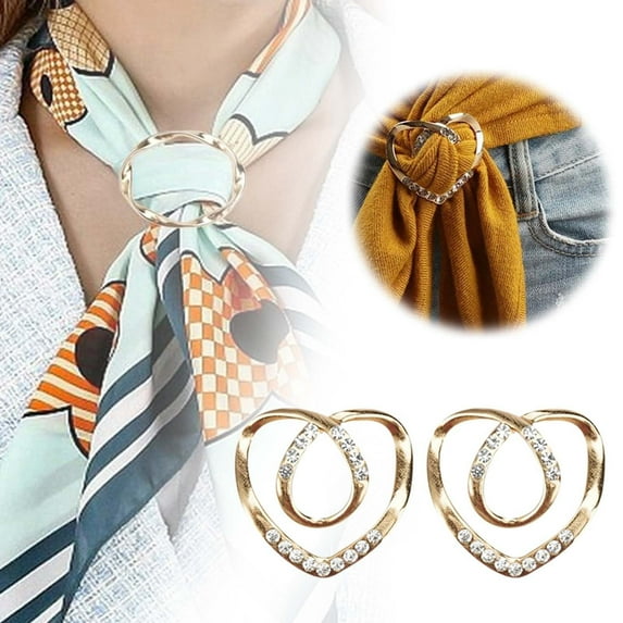 Stylish Fashion Scarf Clip - High End Clothing Accessory Ring with Pearl and Rhinestone Embellishments for Unique Outfit Enhancements
