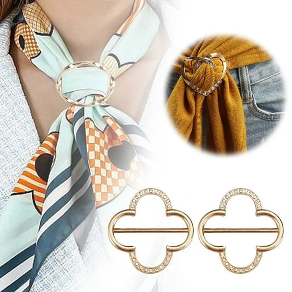 Stylish Fashion Scarf Clip - High End Clothing Accessory Ring with Pearl and Rhinestone Embellishments for Unique Outfit Enhancements