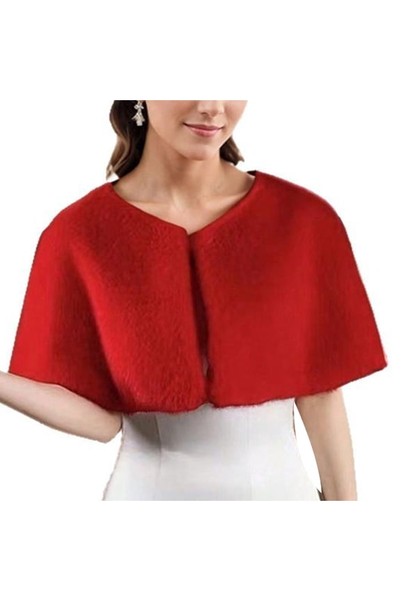 Stylish Faux Furs Short Cloak Winter Outerwear Poncho Shrug Shawl For Women Travel and Party Shoulder Wrap