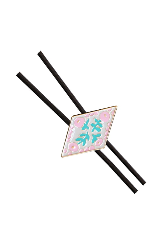 Stylish Faux Leather Rope Bolo Tie with Enamel Flower Necktie for Men and Women