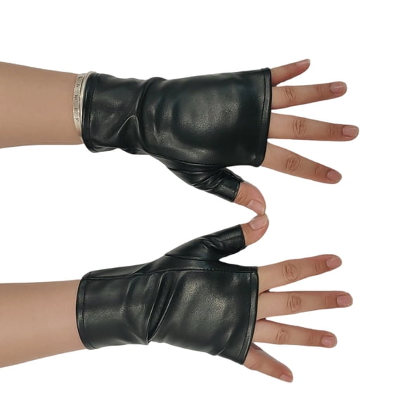 Stylish Fingerless Motorcycle Gloves Reinforced PU Leather Punk Fashion Design Stage Performances