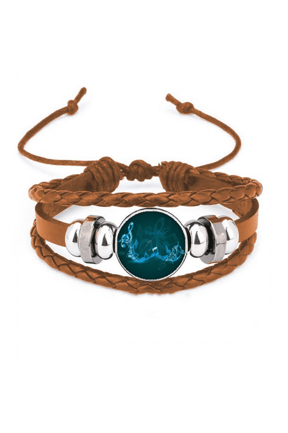 Stylish Flappg Music Notes Blue Bracelet Wristband Leather Jewelry Ornament