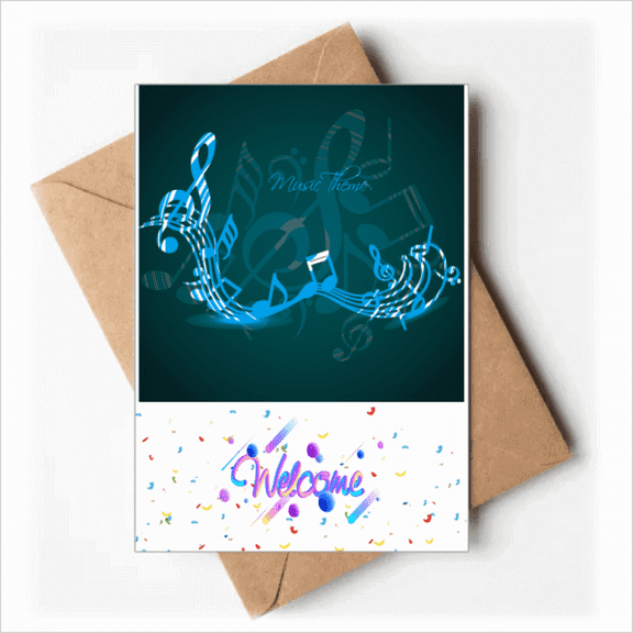 Stylish Flappg Music Notes Blue Welcome Back Greeting Cards Envelopes Blank