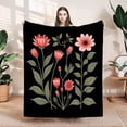 thumbnail image 1 of Stylish Floral Design Flannel Blanket - Soft Warm Cozy for Sofa Travel Bed & Chair - Perfect for Home Decor, 1 of 7