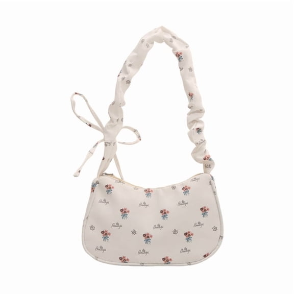 Stylish Floral Pattern Shoulder Bag With Multiple Pockets Practical Twill Fabric