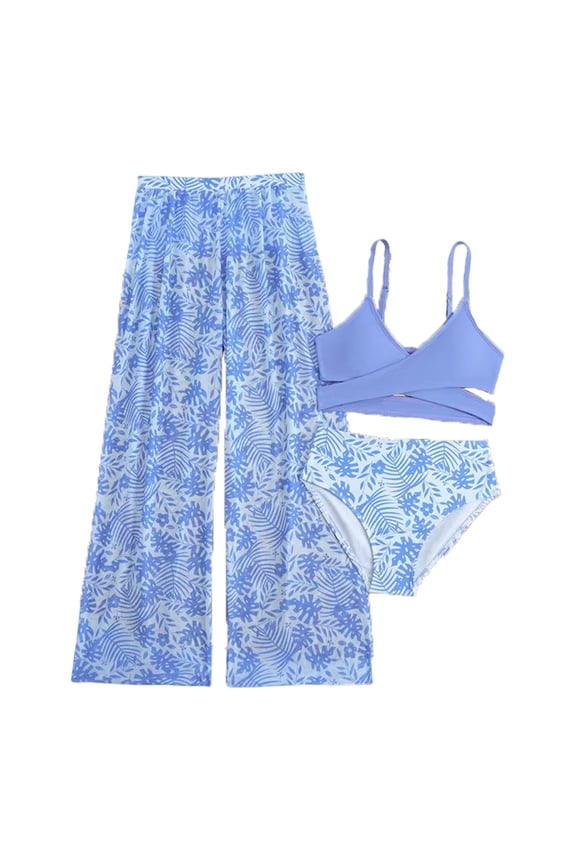 Stylish Floral Print Bikini High Waist Two Piece Swimsuit For Teen Girls And Juniors