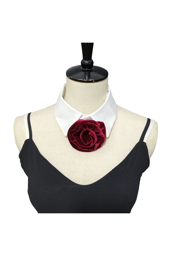 Stylish Flower Design Faux Stand Collar Easy To Clean All Matching Comfortable Point Shirt Collar For Fashion Enthusiast