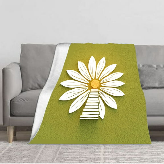 Stylish Flower Pattern Flannel Blanket - Soft Cozy and Warm for Sofa Travel Bed and Chair - Perfect for All Seasons