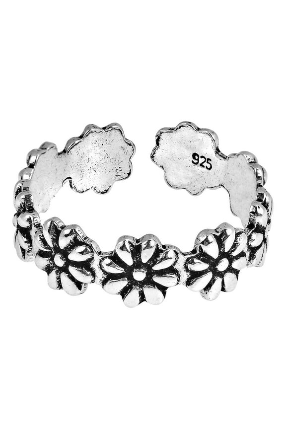 Stylish Flowers Wrap .925 Sterling Silver Toe Ring or Pinky Ring