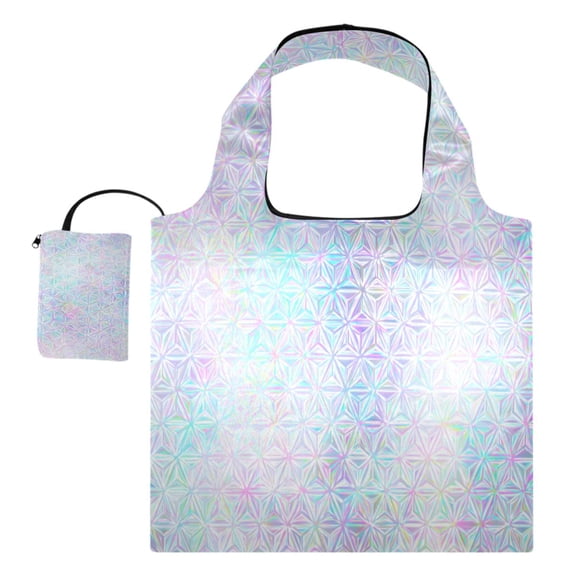 Stylish Foldable Shoulder Handbag Lightweight Durable Portable Fashion Bag Perfect for Shopping, Picnic, Party, Commuting & Travel Pastel Prism Star Pattern