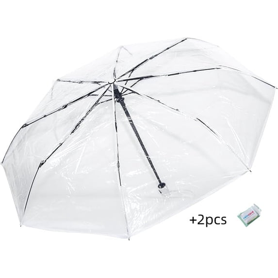 Stylish Folding Umbrella Collection, totes Adult Clear Bubble Umbrella with Dome Canopy and Lightweight Wind and Rain Protection and 2 pcs yellow reusable portable raincoats
