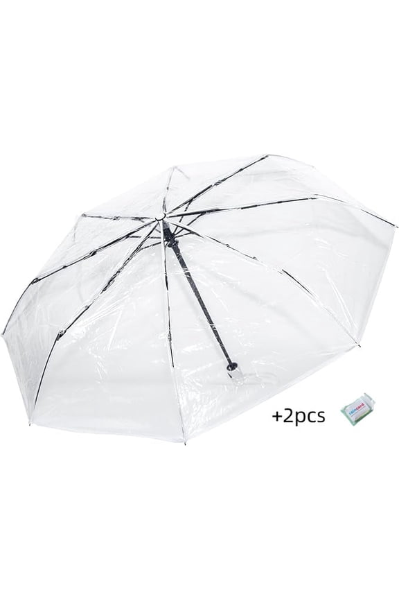 Stylish Folding Umbrella Collection, totes Adult Clear Bubble Umbrella with Dome Canopy and Lightweight Wind and Rain Protection and 2 pcs yellow reusable portable raincoats