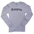 thumbnail image 1 of Stylish Font Simple Compton California Trendy Men's Long Sleeve Grey T-Shirt, 1 of 2