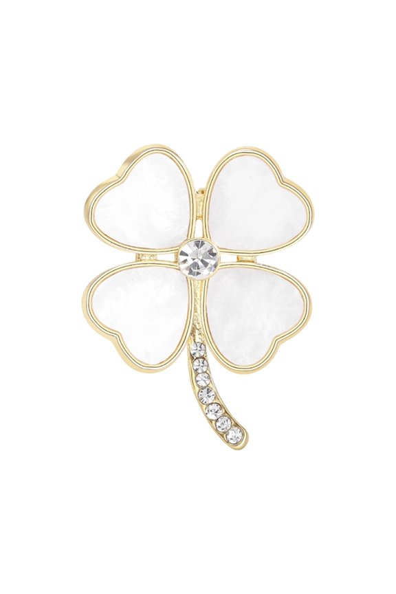 Stylish Four Leaf Clovers Pin With Shell Design High Quality Alloy Material Badge