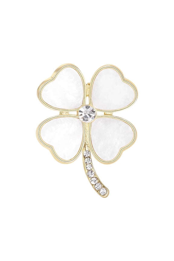 Stylish Four Leaves Clovers Brooch Pin With Shell Design Scarf Pin Accessory Perfect For Outfits And Scarves