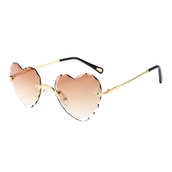 Stylish Frameless Heart Shaped Sunglasses for Women Fashionable Cute Ladies Eyewear Accessory