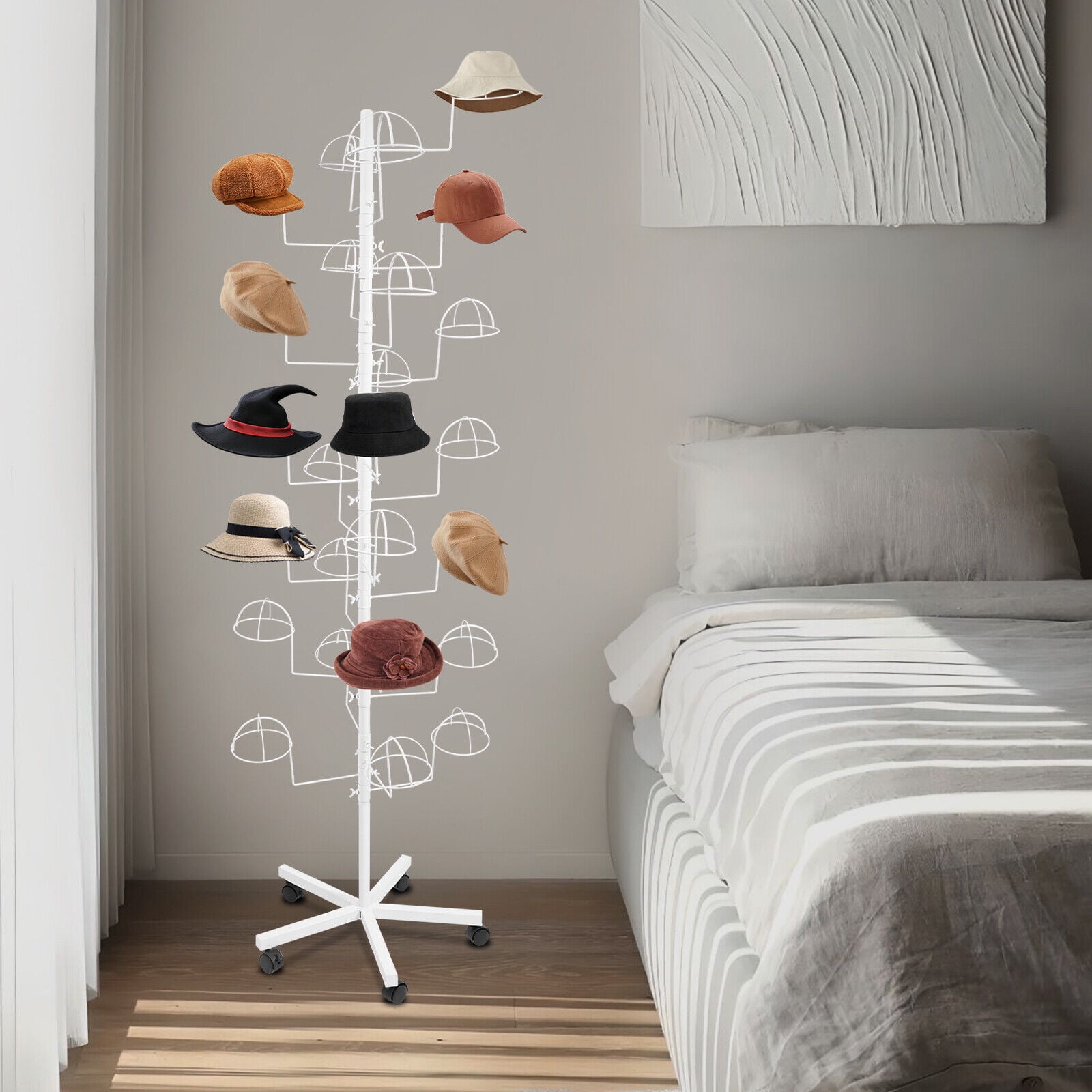 Stylish Freestanding Hat Rack with 25 Hooks for Organized Storage ...