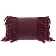 thumbnail image 1 of Stylish Fringe Tassels Decorative Cotton Throw Pillow (Burgundy, 12"x20" Case+Insert), 1 of 3